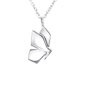 Sterling Silver Origami Butterfly Necklace Waterproof and Anti-Tarnish